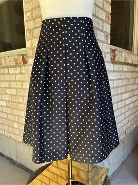 Teri Jon Black Full Retro Style Skirt with White Polka Dots 10